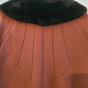 Vintage Wool Coat with Faux Fur Collar Size L
